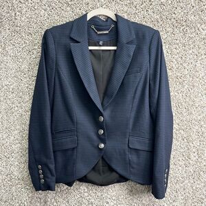 White House Black Market Navy Houndstooth Blazer